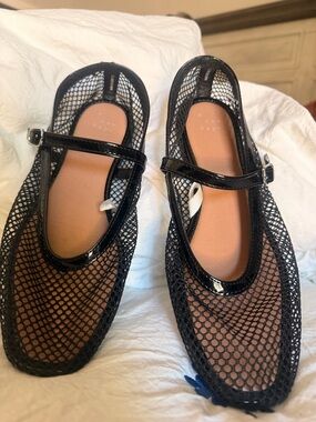 a new day Black Mesh Mary Jane Flats with Patent Strap